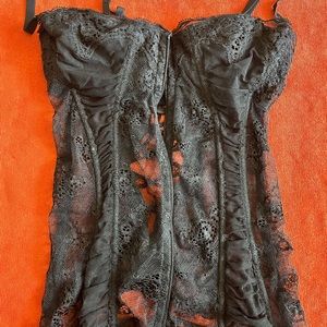 La perla black corset - beautiful lace bustier removable straps size 34b/85b